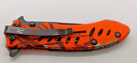 Remington 2002 Orange Camo Plain Edge Drop Point Liner Lock Folding Pocket Knife