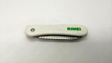Rimei Folding Chef's Knife White Plastic Handle Plain Stainless Steel Wharncliff