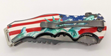 American Pride Statue of Liberty Tanto Combination Blade Folding Pocket Knife