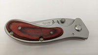 Drop Point Plain Blade Designed by Jim Frost Wooden Accent Handle StainlessSteel