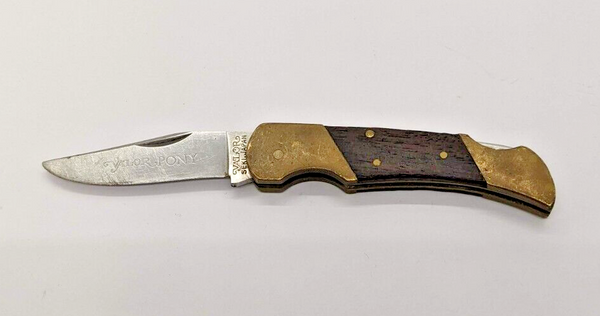 Valor Miami U.S.A. Pony 936 Japan Brass & Wood Handle Folding Pocket Knife