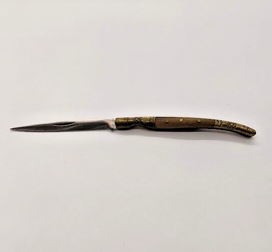 Unbranded Vintage Toothpick Plain Edge Wood Handle Engraved Bolsters Knife