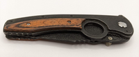 Frost Cutlery Clip Point Plain Edge 4" Blade Black/Wood Handle Thumb Hole Grip