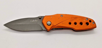 Cabela's Plain Edge Liner Lock "Orange" Aluminum Scale Folding Pocket Knife