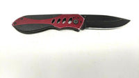 Frost Cutlery Folding Pocket Knife Plain Edge Liner Lock Red & Black Stainless