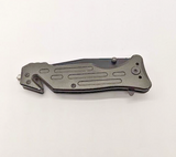 Unbranded GK21 Clip Point Combo Blade Black Tactical Folding Pocket Knife