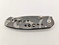 Unbranded Black Gray Camo Drop Point Plain Edge Frame Lock Folding Pocket Knife