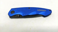 Schwarzwolf Outdoor Folding Pocket Knife Plain Edge Liner Lock Aluminum Blue