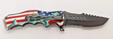 American Pride Statue of Liberty Tanto Combination Blade Folding Pocket Knife