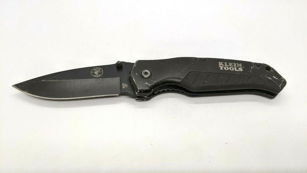 Klein Tools 44220 C07 Folding Pocket Knife Plain Edge Liner Lock Black Aluminum