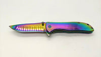 Tac-Force TF-861RB Folding Pocket Knife Assisted Plain Frame Stainless Rainbow