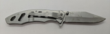 Unbranded GK21 Frame Lock Plain Clip Point Blade Silver Color Pocket Knife