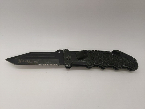 Smith & Wesson Border Guard SWBG2TS Folding Pocket Knife Combo Liner Rescue Blk