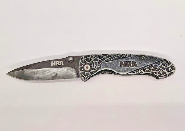 NRA Stone River Drop Point Plain Edge Liner Lock Black  Folding Pocket Knife
