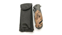 BearCraft Outdoor Survival Folding Pocket Knife Carbon Fiber Design Wood Insert