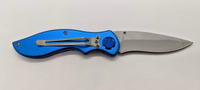 Frost Cutlery 440 Stainless Blue Handle Drop Point Folding Pocket Knife