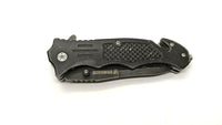 Steinburcke Tactical Rescue Folding Pocket Knife Assisted Combo Liner Black SS