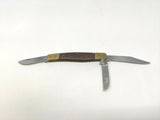 Vintage ITC 3 Blade Folding Pocket Knife Wood & Brass Handle Model 70-09203