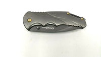 KingCamp Stainless Steel Folding Pocket Knife All Gray Plain Edge Liner Lock