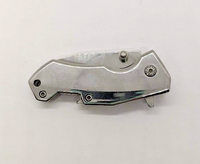 Unique Unbranded Drop Point Plain Edge Silver Frame Lock Folding Pocket Knife