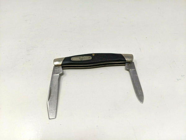 Vtg Buck 309+ USA Dated 1991 Folding Pocket Knife 2 Blades Black Sawcut Delrin