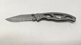 Sheffield Paraframe 4" Closed Folding Pocket Knife Combo Edge Frame Lock Silver