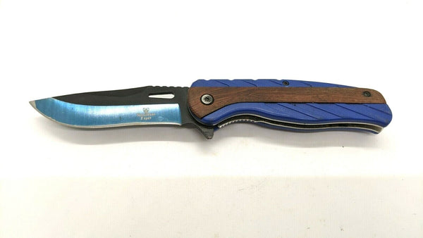 Snake Eye Folding Pocket Knife Plain Edge Liner Lock Spring Assisted G10 & Wood