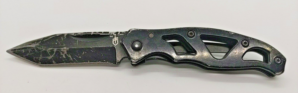 Gerber 8970517D1 Frame Lock Combination Clip Point Blade Black Pocket Knife