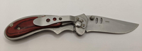 Drop Point Plain Blade Designed by Jim Frost Wooden Accent Handle StainlessSteel