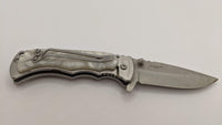 3.2" Plain Blade Drop Point 440 Stainless Steel Folding Pocket Knife Pearl Like