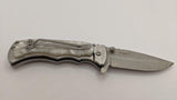 3.2" Plain Blade Drop Point 440 Stainless Steel Folding Pocket Knife Pearl Like