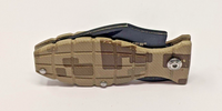 Humvee Folding Pocket Knife Plain Edge Drop Point Slipjoint Grenade Handle SS