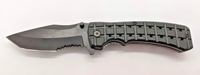 Razor Tactical Combination Blade Clip Point Black Liner Lock Folding Pocket Knif