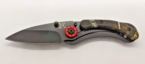 Moon Shine Camo Kutmaster Plain Edge Drop Point Frame Lock Folding Pocket Knife