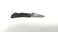 Power Stainless Small Folding Pocket Knife Black Delrin Lockback Combo Blade