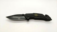 Snake Eye Survival Rescue Folding Pocket Knife Assisted Plain Liner Black Nylon