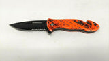 Tac-Force Speedster Rescue Folding Pocket Knife Assisted Combo Liner Orange Camo