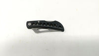 Power Stainless Small Folding Pocket Knife Black Delrin Lockback Combo Blade