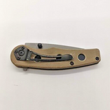 Unbranded Tanto Point Combination Blade Tan Handle Folding Pocket Knife