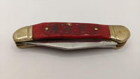 Bertram Cutlery Stainless Steel Folding Pocket Knife 2 Plain Blade Red Handle