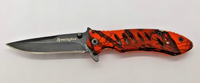 Remington 2002 Orange Camo Plain Edge Drop Point Liner Lock Folding Pocket Knife