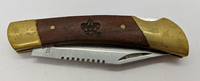 Unbranded Stainless Lockback Plain Clip Point Blade Wood Handle Pocket Knife