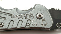 Winchester Folding Pocket Knife Combination Edge Liner Lock Aluminum Finger Grip