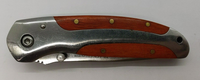 Black Stone Liner Lock Plain Drop Point Blade Wood Handle Folding Pocket Knife