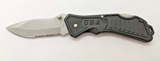 Frost USA Drop Point Combination Blade Black USA Handle Folding Pocket Knife