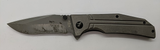 G.W. 440C Liner Lock Plain Drop Point Blade Grey Color Folding Pocket Knife
