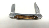 Rite Edge 2 Blade Folding Pocket Knife Wood w/Etched Stainless Steel Bolsters