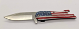 Unique American Flag High Heel Boot Plain Edge Clip Point Folding Pocket Knife