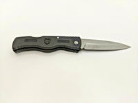 Tac Extreme Folding Pocket Knife Plain Lockback Skull Black Glass Filled Nylon