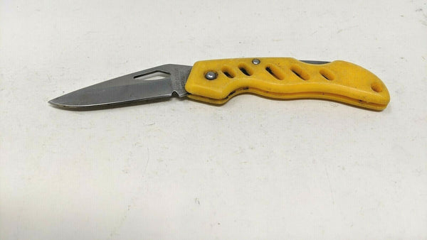 Frost Cutlery Stainless Folding Pocket Knife Lockback Single Plain Edge Yellow